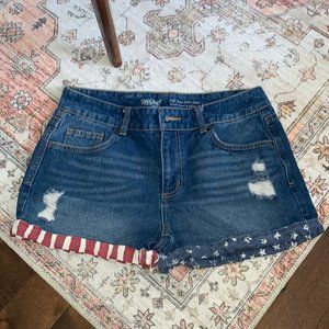 Mossimo Shorts Stars And Striped Cuffed Denim High Rise